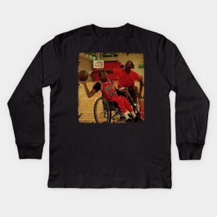Michael Jordan - Plays a Game of Wheelchair Basketball Againts Paralympic Eric Barber Kids Long Sleeve T-Shirt